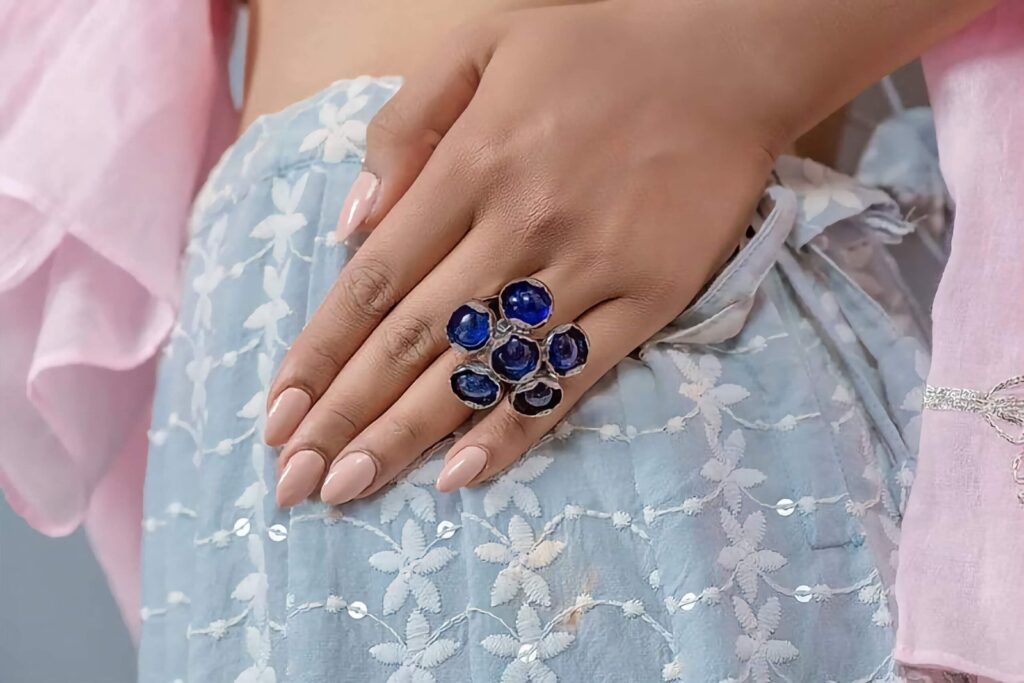 925 Silver Sapphire Cocktail Ring