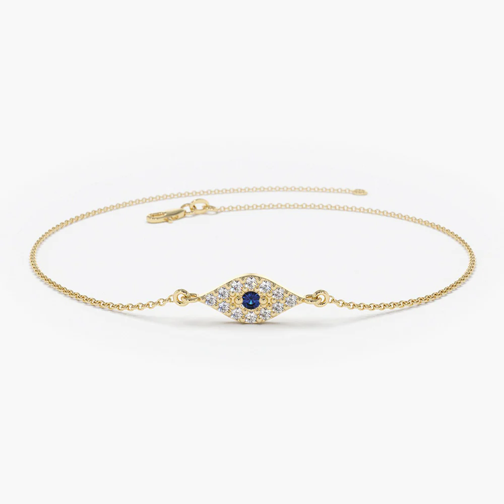 925 Silver Sapphire Evil Eye Bracelet