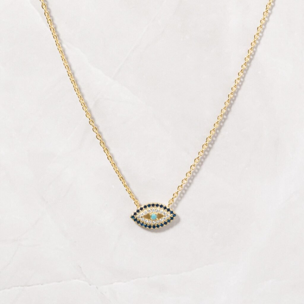 925 Silver Sapphire Evil Eye Necklace