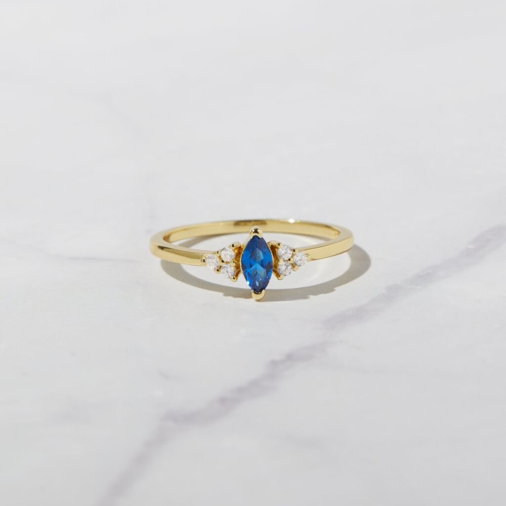 925 Silver Sapphire Marquise Ring