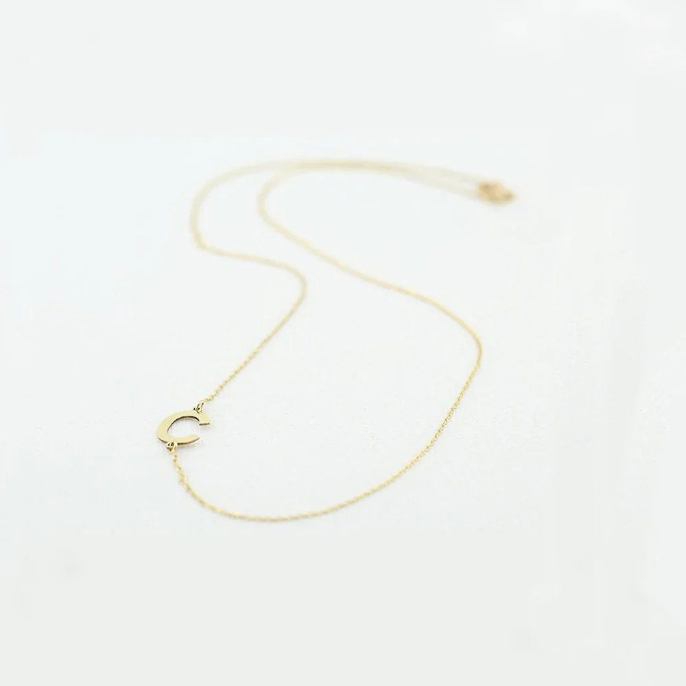 925 Silver Sideways Initial Necklace - Image 2