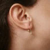 925 Silver Simple Diamond Hoops Earrings