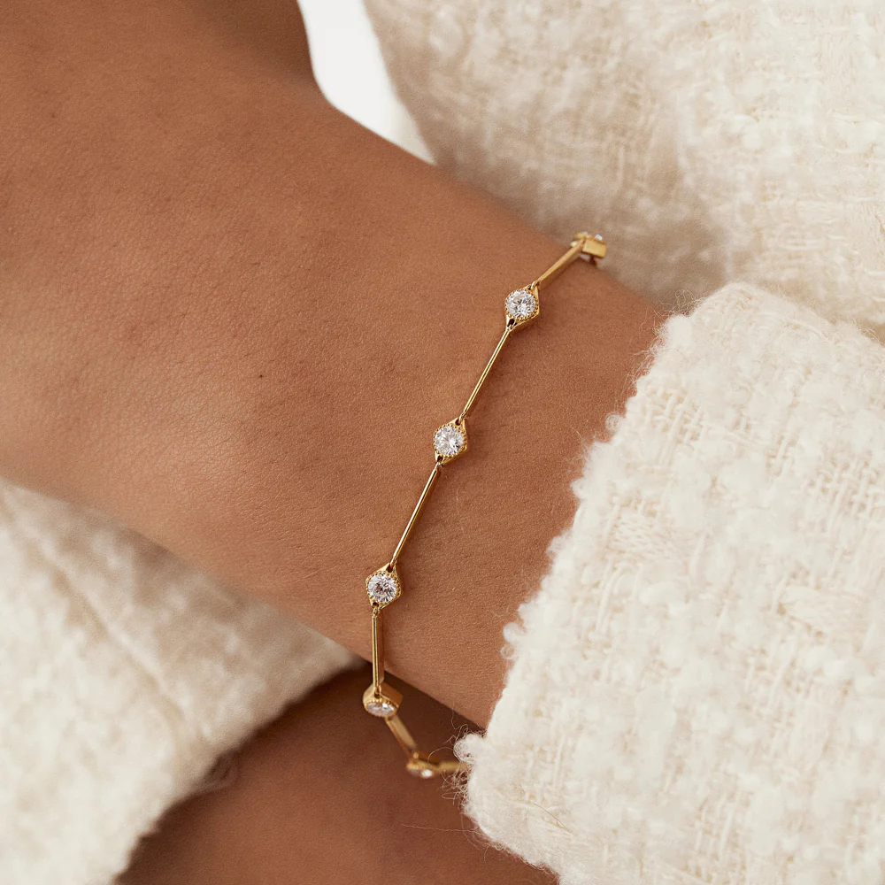 925 Silver Simple Diamond Infinity Bracelet