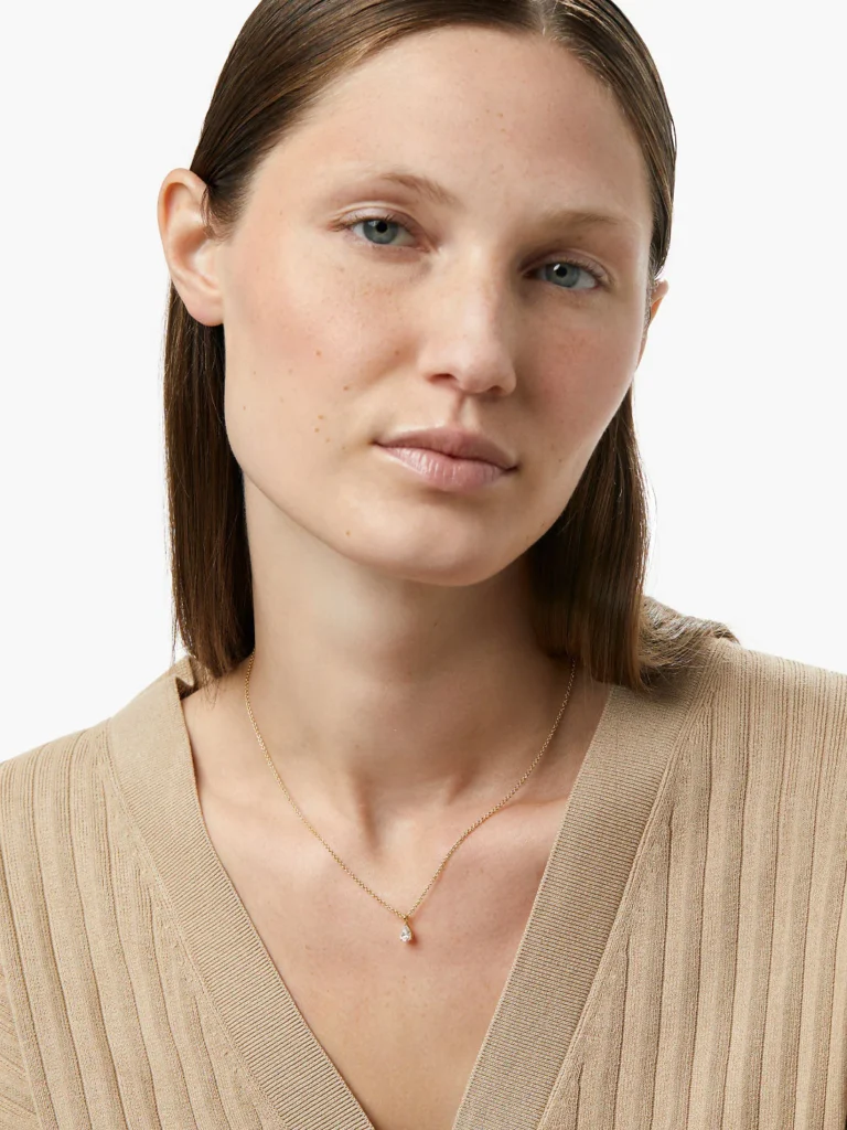 925 Silver Simple Pear Diamond Necklace