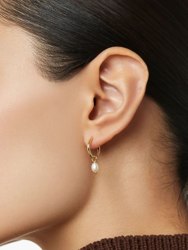 925 Silver Simple Pearl Drop Hoops
