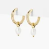 925 Silver Simple Pearl Drop Hoops - Image 4