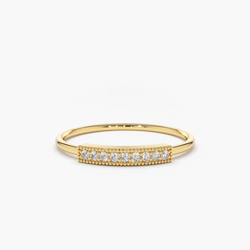 925 Silver Single Row Diamond Ring
