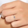 925 Silver Slanted Baguette Sapphire Ring