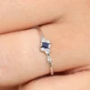 925 Silver Slanted Baguette Sapphire Ring - Image 3