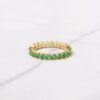 925 Silver Slanted Emerald Baguette Eternity Band