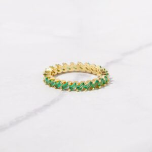 925 Silver Slanted Emerald Baguette Eternity Band