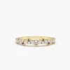 925 Silver Slanted Marquise and Round Diamond Ring
