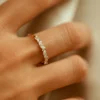 925 Silver Slanted Marquise and Round Diamond Ring - Image 6