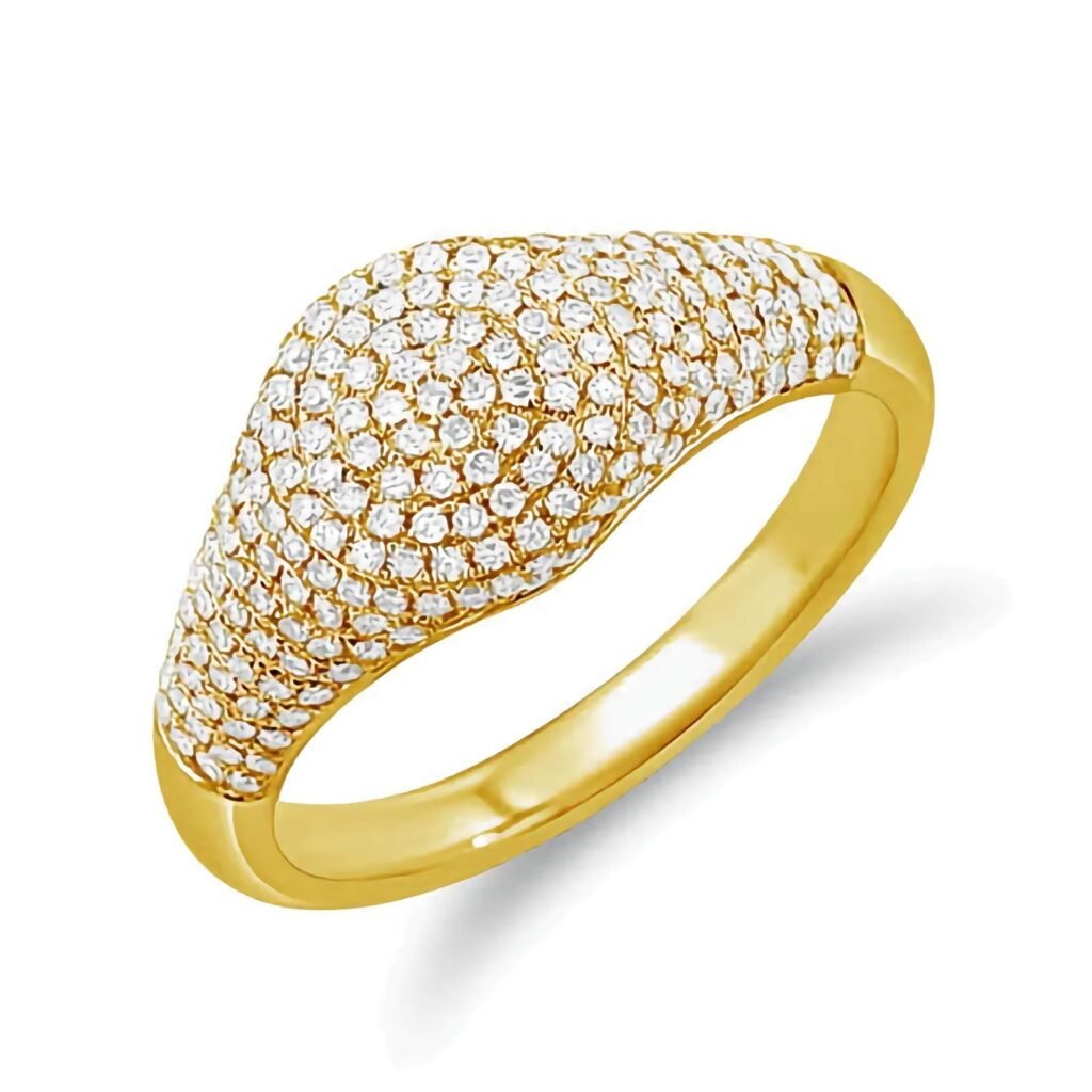 925 Silver Small Domed Pave Signet Ring