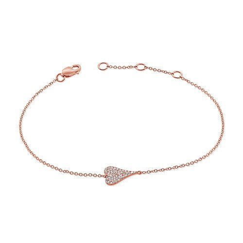 925 Silver Small Elongated Pave Heart Bracelet