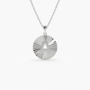 925 Silver Sparkle Disc Diamond Initial Necklace