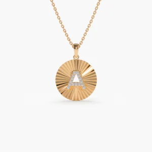 925 Silver Sparkle Disc Diamond Initial Necklace