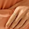 Dainty 925 silver pinky ring with sparkling pave stones