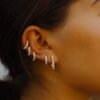 925 Sterling Silver huggies with thick gold plating and CZ sparkle