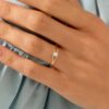 Modern promise ring with a clean split shank band