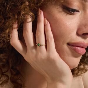 925 Silver Square Emerald Engagement Ring