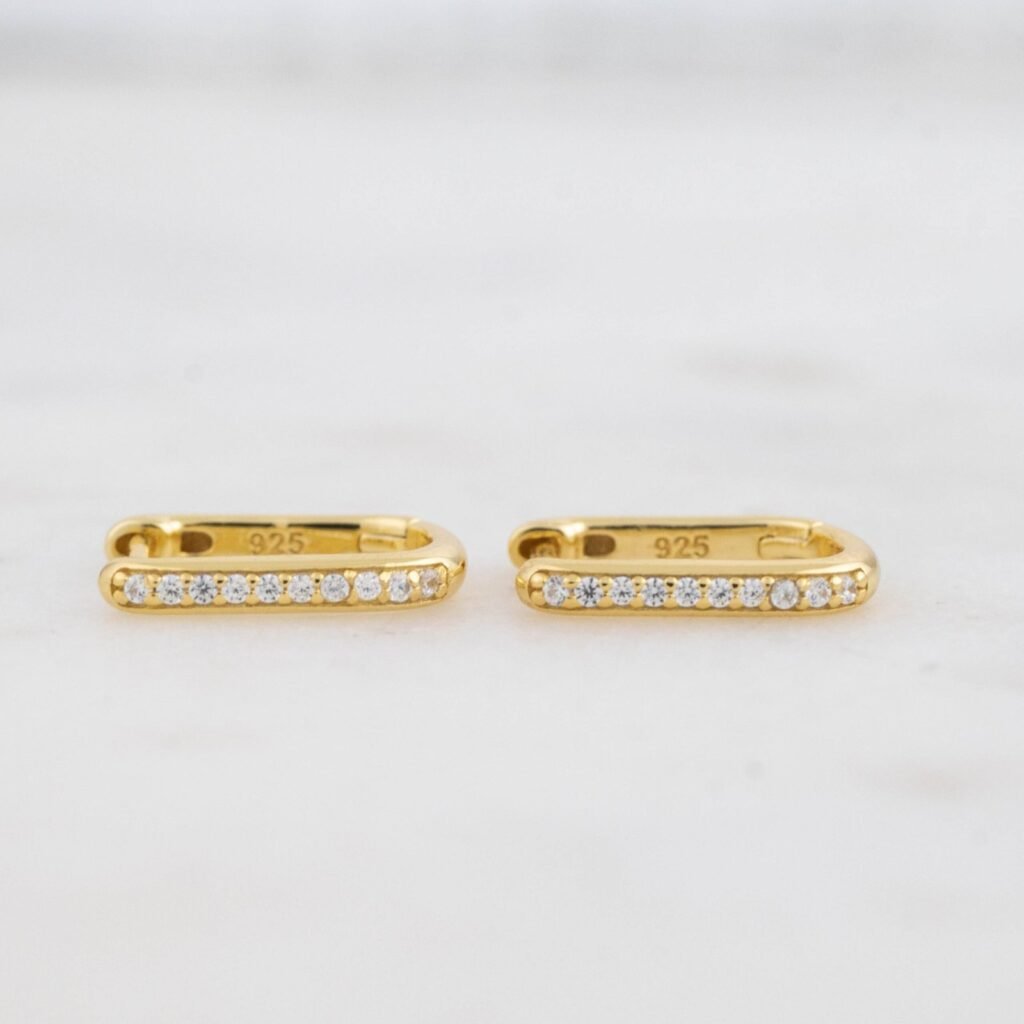 925 Silver Square Huggies Earring