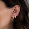 925 Silver Square Huggies Earring - Image 8