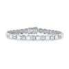 925 Silver Square Link & Emerald Cut Tennis Bracelet - Image 2