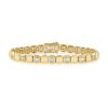925 Silver Square Link & Emerald Cut Tennis Bracelet - Image 3