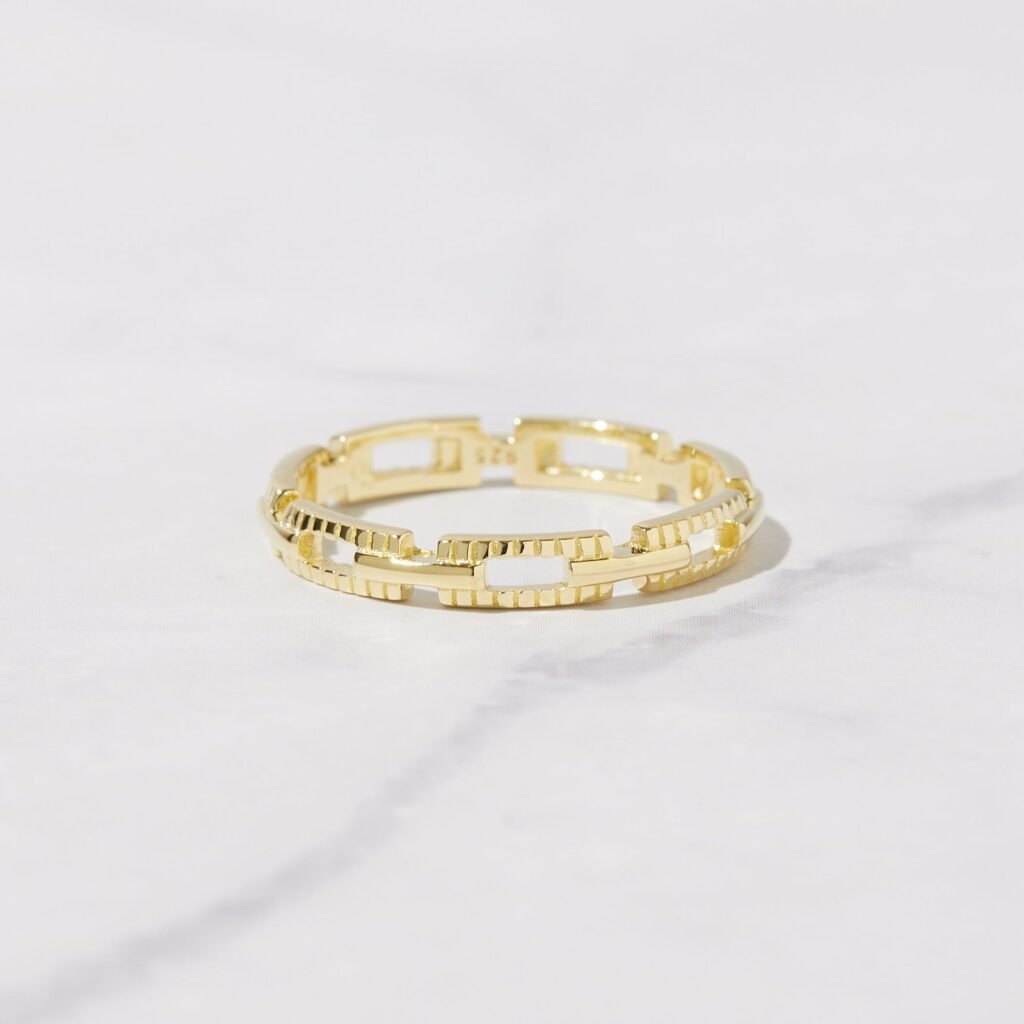 925 Silver Square Link Ring
