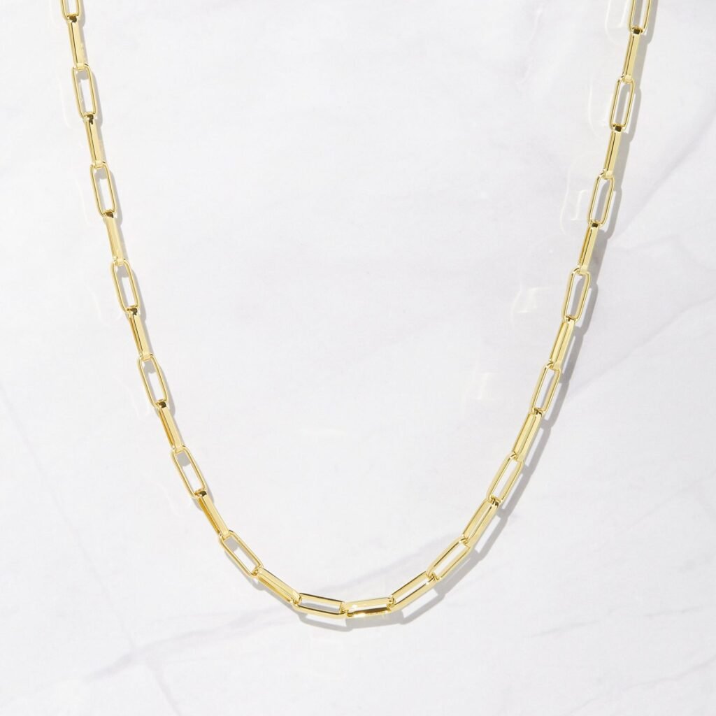 925 Silver Square Paperclip Necklace
