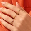 Chevron ring with pave-set premium CZ stones and gold plating
