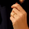 Gold-plated sterling silver ring with a refined V-shaped design
