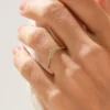 925 sterling silver chevron ring with thick gold plating