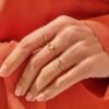 Elegant wedding ring crafted in 925 Sterling Silver with thick gold plating