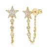925 Silver Star Bezel Drop Chain Earrings with celestial star detail