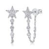 925 Silver Star Bezel Drop Chain Earrings in 925 Sterling Silver with thick gold plating