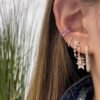 925 Silver Star Bezel Drop Chain Earrings with a clean modern star motif