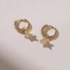 925 Silver Star Drop Earrings with premium CZ diamond stones