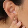 925 Silver Star Minimal Diamond Hoops