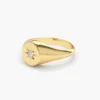 925 Silver Starburst Diamond Signet Ring - Image 5