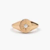 925 Silver Starburst Diamond Signet Ring - Image 6