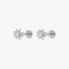 925 Silver Starburst Flatback Stud with sparkling CZ stones