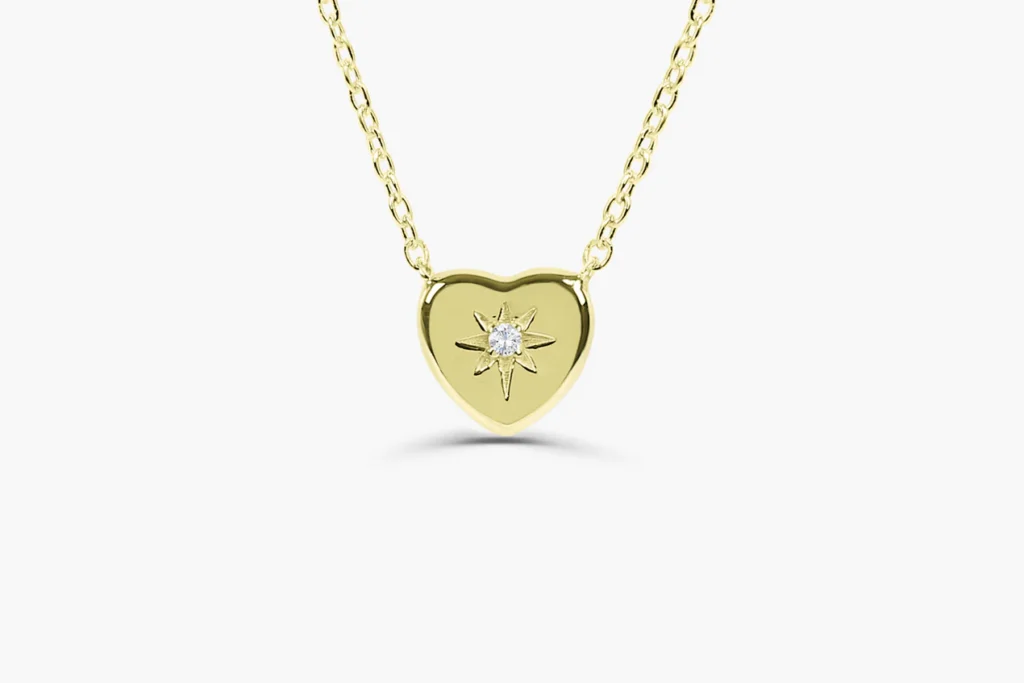 925 Silver Starburst Heart Necklace