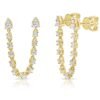 Gold-plated sterling silver earring with bright CZ diamond sparkle