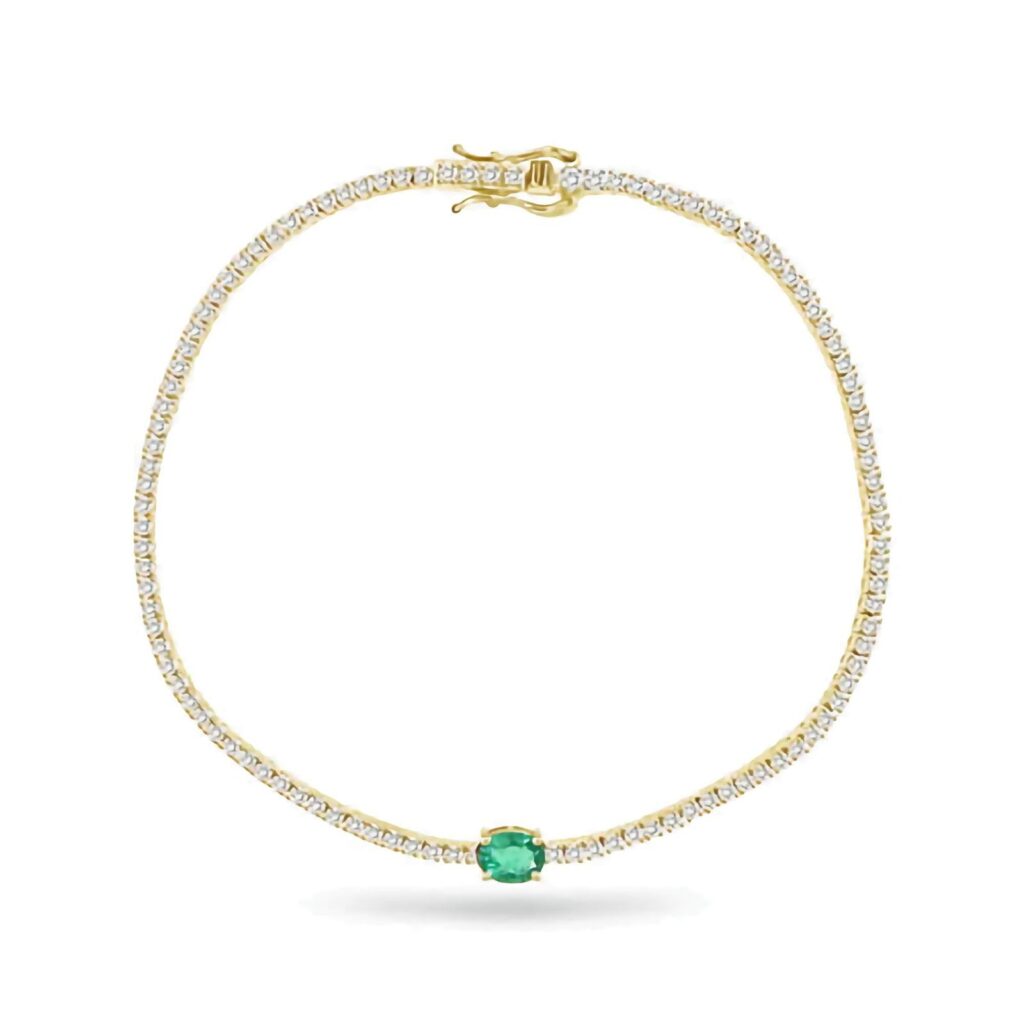 925 Silver Statement Emerald on Mini Tennis Bracelet