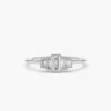 925 Silver Step Cut Baguette Diamond Ring - Image 4