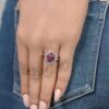 925 Silver ring with a red stone and clear accents