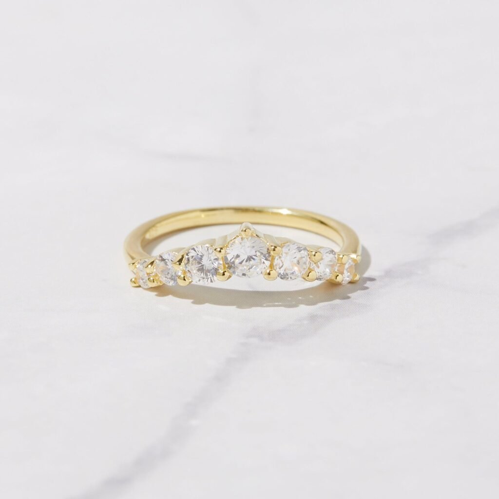 925 Silver Studded Chevron Ring