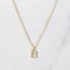 925 Silver Studded Initial Necklace with cubic zirconia detail